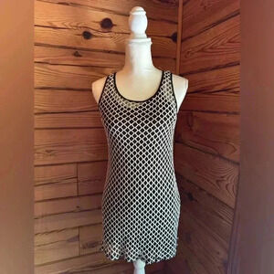 Zara Trafaluc size small cream and black crochet knit lined dress size small​